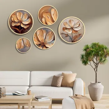 Set 5 decoratiuni de perete MDF, Yats-19, Dimensiune: 43,5 x 43,5 cm (1 bucata), Multicolor imagine