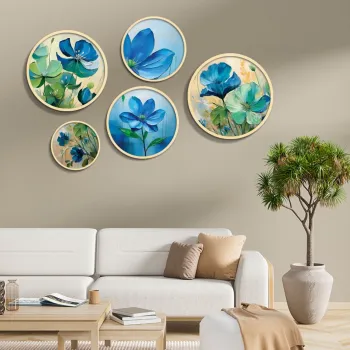 Set 5 decoratiuni de perete MDF, Yats-20, Dimensiune: 43,5 x 43,5 cm (1 bucata), Multicolor imagine