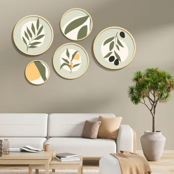 Set 5 decoratiuni de perete MDF, Yats-21, Dimensiune: 43,5 x 43,5 cm (1 bucata), Multicolor imagine