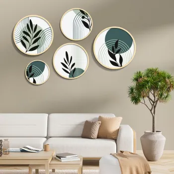 Set 5 decoratiuni de perete MDF, Yats-22, Dimensiune: 43,5 x 43,5 cm (1 bucata), Multicolor imagine