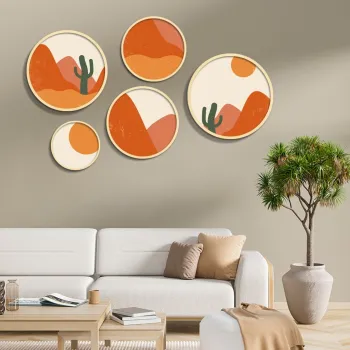 Set 5 decoratiuni de perete MDF, Yats-24, Dimensiune: 43,5 x 43,5 cm (1 bucata), Multicolor imagine