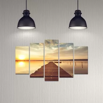 Set 5 tablouri decorative, 5DMDF-26, MDF , 20 x 60 cm, Multicolor imagine