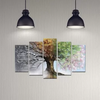 Set 5 tablouri decorative, 5DMDF-6, MDF , 20 x 60 cm, Multicolor imagine