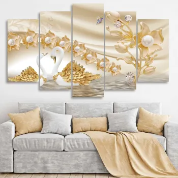 Set 5 tablouri decorative, 5MDF4606_60100 (100 x 60), 3 mm, Multicolor imagine
