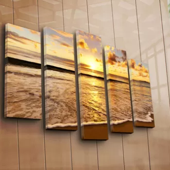 Set 5 tablouri decorative, 5PATK-15, Canvas, 19 x 70 cm, Multicolor imagine