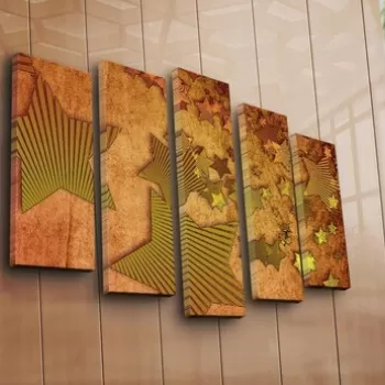 Set 5 tablouri decorative, 5PATK-200, Canvas, 19 x 70 cm, Multicolor imagine