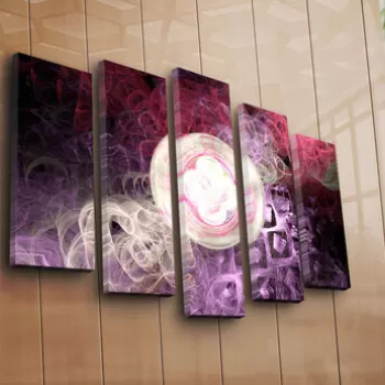 Set 5 tablouri decorative, 5PATK-203, Canvas, 19 x 70 cm, Multicolor imagine