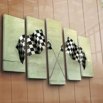 Set 5 tablouri decorative, 5PATK-204, Canvas, 19 x 70 cm, Multicolor imagine