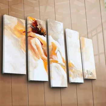 Set 5 tablouri decorative, 5PATK-205, Canvas, 19 x 70 cm, Multicolor imagine