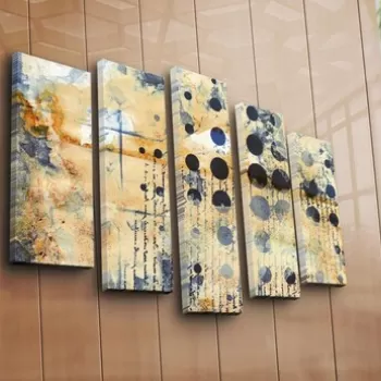 Set 5 tablouri decorative, 5PATK-206, Canvas, 19 x 70 cm, Multicolor imagine