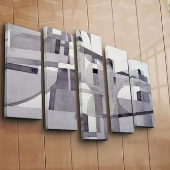 Set 5 tablouri decorative, 5PATK-210, Canvas, 19 x 70 cm, Multicolor imagine