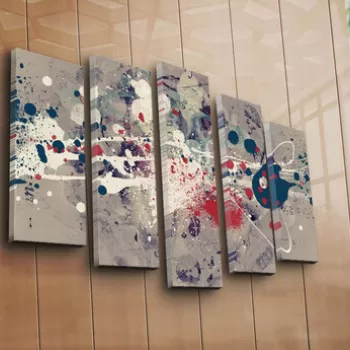 Set 5 tablouri decorative, 5PATK-215, Canvas, 19 x 70 cm, Multicolor imagine