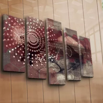 Set 5 tablouri decorative, 5PATK-216, Canvas, 19 x 70 cm, Multicolor imagine