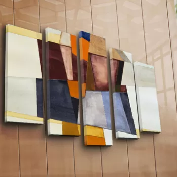 Set 5 tablouri decorative, 5PATK-224, Canvas, 19 x 70 cm, Multicolor imagine