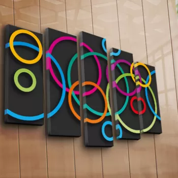 Set 5 tablouri decorative, 5PATK-225, Canvas, 19 x 70 cm, Multicolor imagine