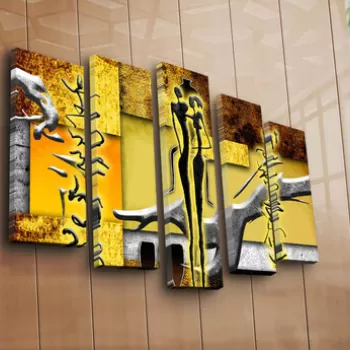 Set 5 tablouri decorative, 5PATK-228, Canvas, 19 x 70 cm, Multicolor imagine