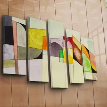 Set 5 tablouri decorative, 5PATK-233, Canvas, 19 x 70 cm, Multicolor imagine