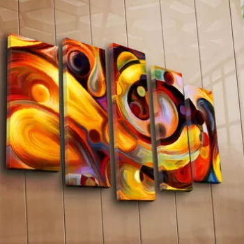 Set 5 tablouri decorative, 5PATK-235, Canvas, 19 x 70 cm, Multicolor imagine