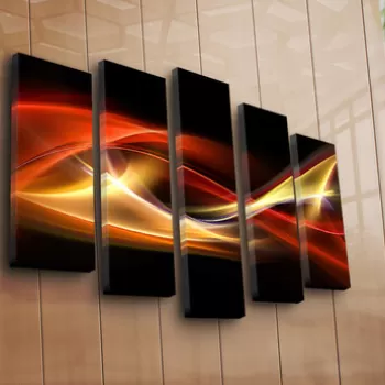 Set 5 tablouri decorative, 5PATK-243, Canvas, 19 x 70 cm, Multicolor imagine