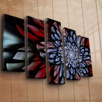 Set 5 tablouri decorative, 5PATK-244, Canvas, 19 x 70 cm, Multicolor imagine