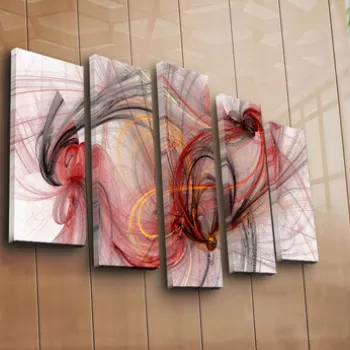 Set 5 tablouri decorative, 5PATK-246, Canvas, 19 x 70 cm, Multicolor imagine