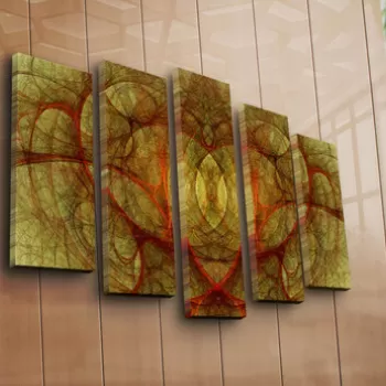 Set 5 tablouri decorative, 5PATK-247, Canvas, 19 x 70 cm, Multicolor imagine