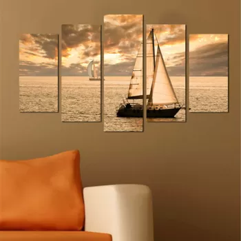 Set 5 tablouri decorative, 5PMDF-21, MDF , 20 x 60 cm, Multicolor imagine