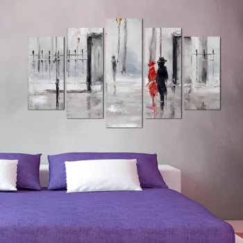 Set 5 tablouri decorative, 5PMDF-64, MDF , 20 x 60 cm, Multicolor imagine