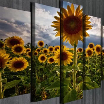 Set 5 tablouri decorative, BC039, Canvas, 70 x 20 cm, Multicolor imagine