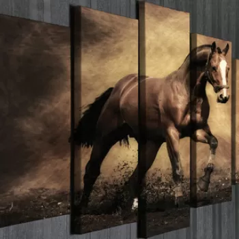 Set 5 tablouri decorative, BC040, Canvas, 70 x 20 cm, Multicolor imagine