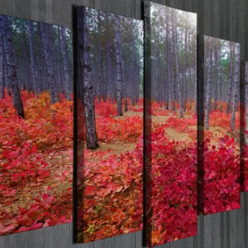 Set 5 tablouri decorative, BC041, Canvas, 70 x 20 cm, Multicolor imagine