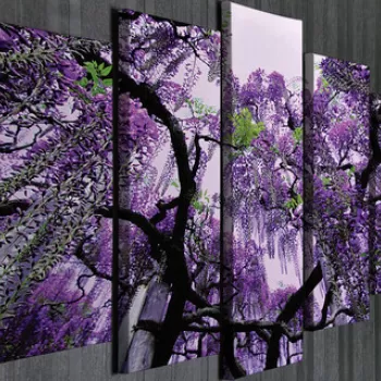 Set 5 tablouri decorative, BC042, Canvas, 70 x 20 cm, Multicolor imagine