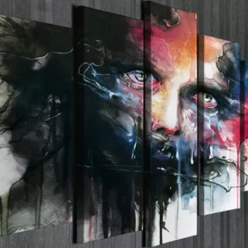 Set 5 tablouri decorative, BC044, Canvas, 70 x 20 cm, Multicolor imagine