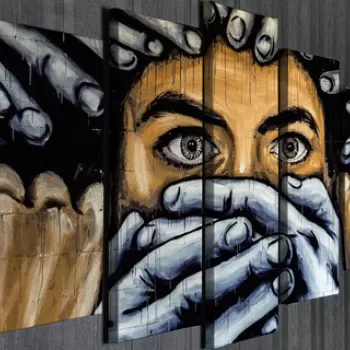 Set 5 tablouri decorative, BC045, Canvas, 70 x 20 cm, Multicolor imagine