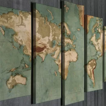 Set 5 tablouri decorative, BC046, Canvas, 70 x 20 cm, Multicolor imagine