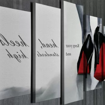 Set 5 tablouri decorative, BC047, Canvas, 70 x 20 cm, Multicolor imagine