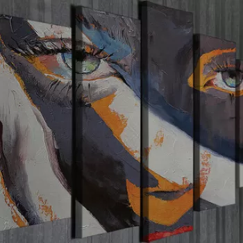 Set 5 tablouri decorative, BC048, Canvas, 70 x 20 cm, Multicolor imagine