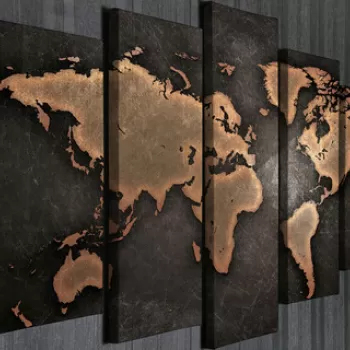 Set 5 tablouri decorative, BC049, Canvas, 70 x 20 cm, Multicolor imagine