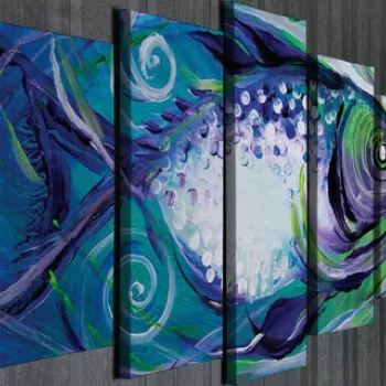 Set 5 tablouri decorative, BC050, Canvas, 70 x 20 cm, Multicolor imagine