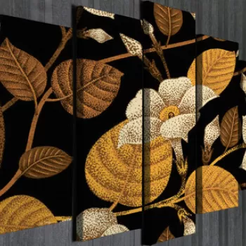 Set 5 tablouri decorative, BC106, Canvas, Lemn, Multicolor imagine