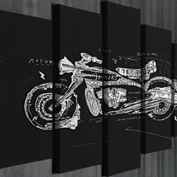 Set 5 tablouri decorative, BC108, Canvas, Lemn, Multicolor imagine