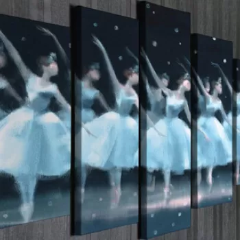 Set 5 tablouri decorative, BC109, Canvas, Lemn, Multicolor imagine