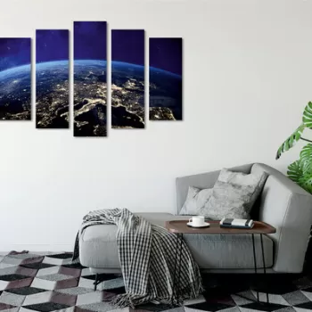 Set 5 tablouri decorative, BC119, 60% bumbac/40% poliester, Rama de lemn, Multicolor imagine