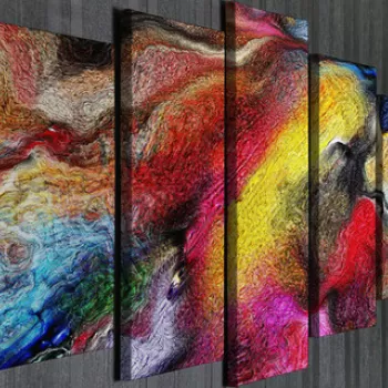 Set 5 tablouri decorative, BC52, Canvas, 70 x 20 cm, Multicolor imagine