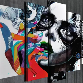 Set 5 tablouri decorative, BC56, Canvas, 70 x 20 cm, Multicolor imagine