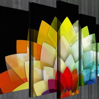 Set 5 tablouri decorative, BC58, Canvas, 70 x 20 cm, Multicolor imagine