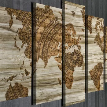 Set 5 tablouri decorative, BC60, Canvas, 70 x 20 cm, Multicolor imagine