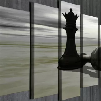 Set 5 tablouri decorative, BC87, Canvas, Lemn, Multicolor imagine