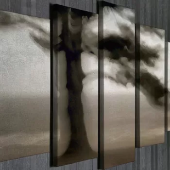 Set 5 tablouri decorative, BC88, Canvas, Lemn, Multicolor imagine