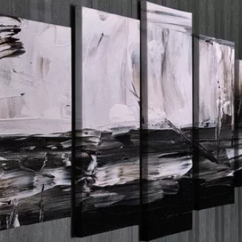 Set 5 tablouri decorative, BC94, Canvas, Lemn, Multicolor imagine